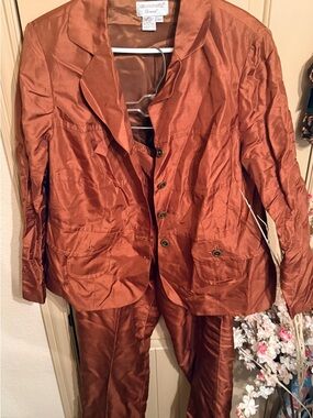 Adrianna Papell Copper-Brown Silk Blazer